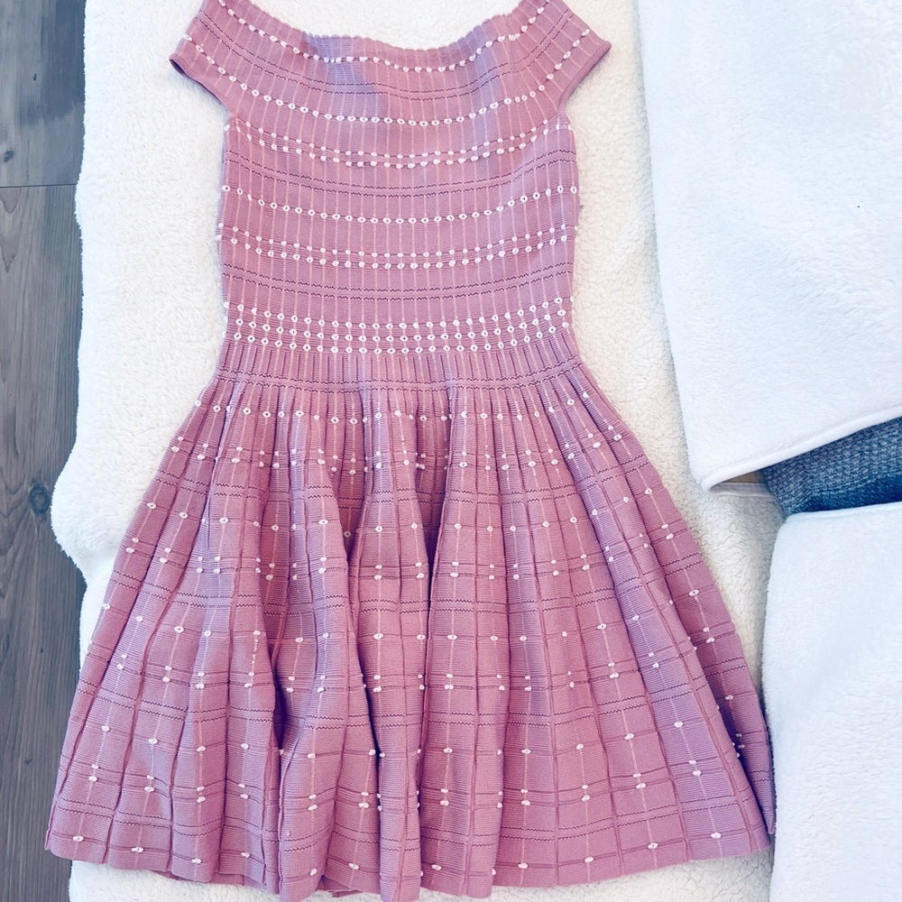 NWT CC Couture Pink Off Shoulder Knit Fit & Flare Dress Alexander McQueen - Picture 3 of 8